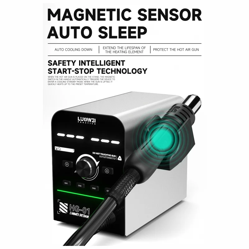 LUOWEI HG-01 800W Heißluft Rework Lötstation Digitalanzeige Air Gun PID-Algorithmus für BGA Motherboard Schweißen Reparatur Werkzeug