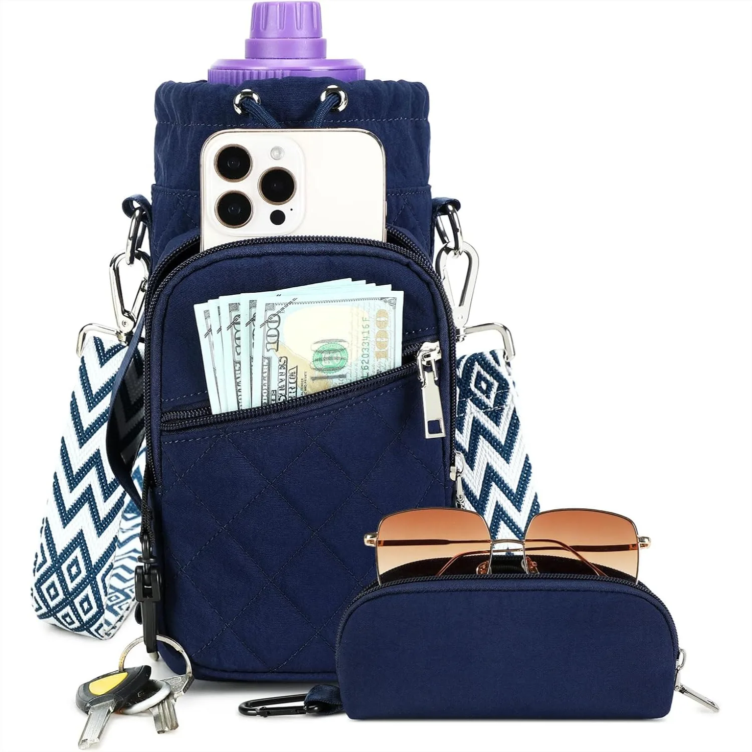 

AGLOD Water Bottle Carrier Bag with Strap, Crossbody Holder for Women Men Walking Hiking Cycling