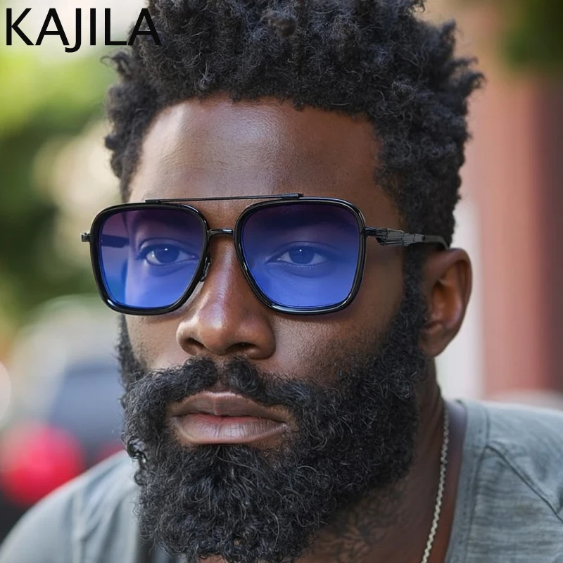 

Vintage Square Punk Sunglasses Men 2025 Luxury Brand Metal Outdoor Sun Glasses For Male Classic Double Beam Eyewear Shades UV400