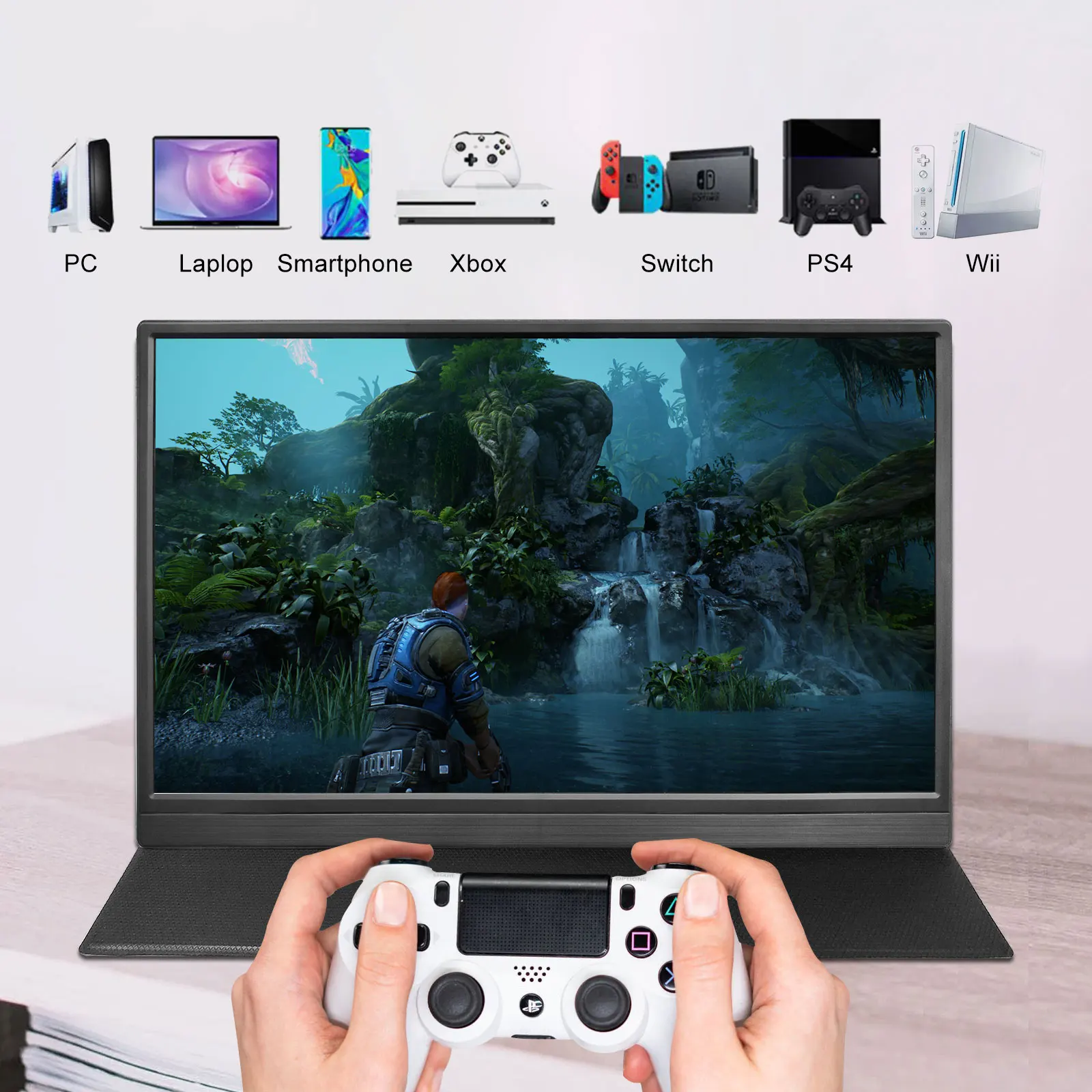 15.6 Cal 1080P przenośny Monitor IPS Stereo dwa głośniki wyświetlacz HDR HDMI USB C ekran do gier na telefon PC Mac Xbox PS4 przełącznik