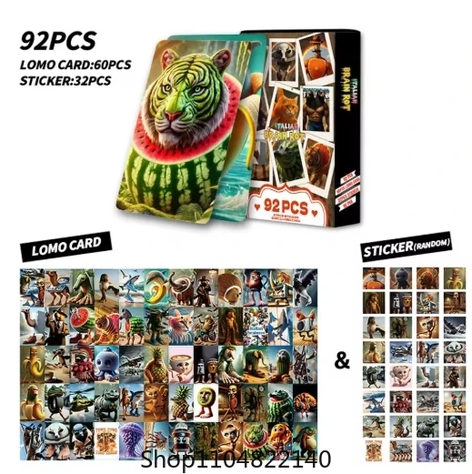 92 pièces cartes de cerveau italien avec autocollants Tung Tung Tung Sahur Tralalero Tralala cartes à collectionner jouets classiques cadeaux d'anniversaire