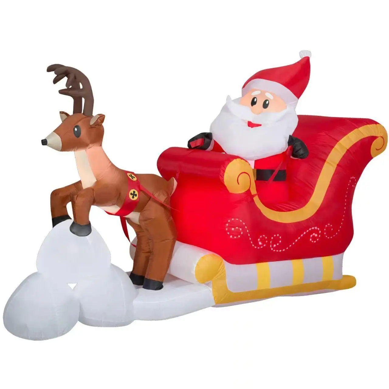 

Santa Claus on Sleigh Decor Party Inflatable Built in Blower Winter Winter Decor with Reindeer Holiday Lawn Blow up Santa Claus