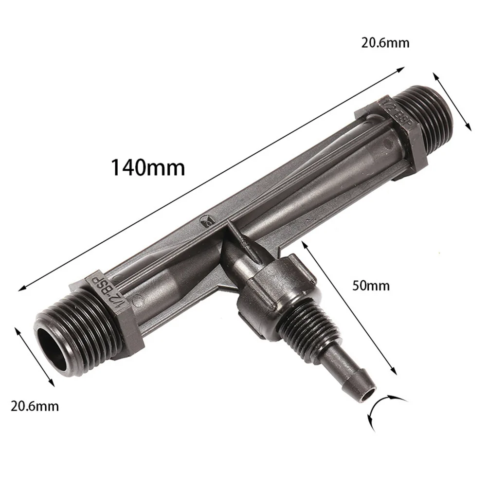 1/2 Inch Venturi Fertilizer Injector for Agricultural Irrigation Systems Plastic Construction Efficient Flow Rate