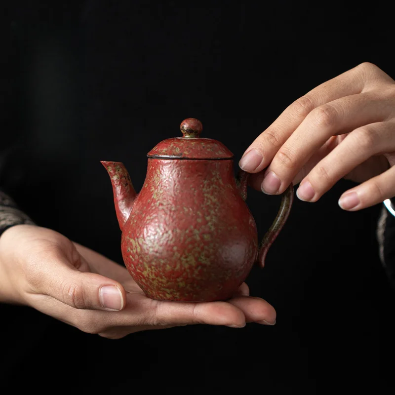 

Red Mountain Red Cui Nail Porcelain Handle Teapot Vintage Non-Scalding Kung Fu Tea Set with Ball Hole Filter