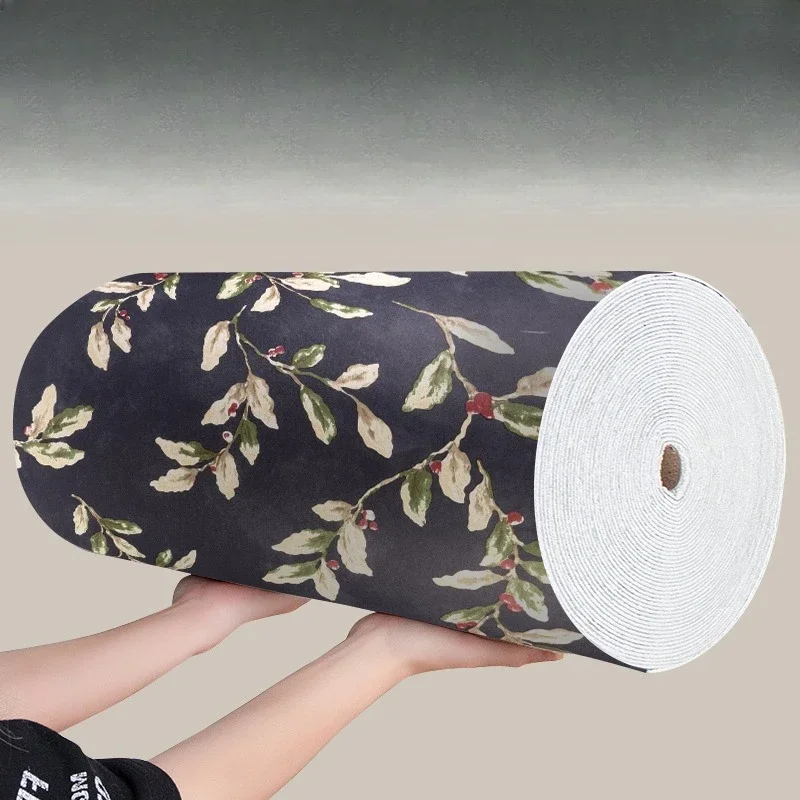 Wallpaper self-adhesive waterproof and moisture-proof 100m large roll bedroom warm 3d three-dimensional flower living room