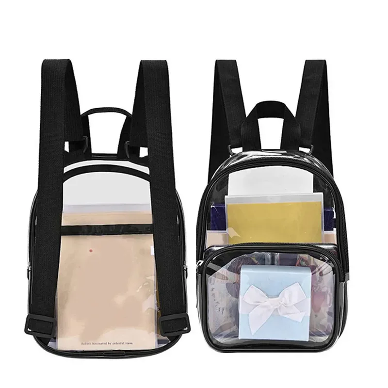 Clear Mini small backpack for Boys Girls unisex transparent bag clear mini backpack stadium approved school bag waterproof