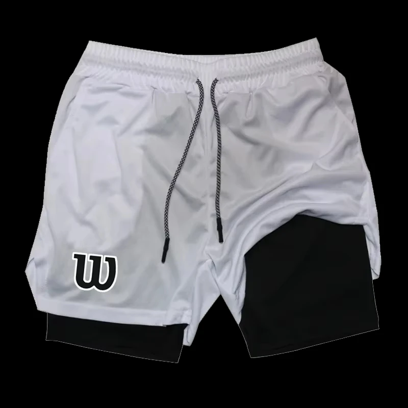Men 2 in 1 Double Layer Running Shorts Sports Casual Gym Workout Brand Mesh Breathable Basketball running Shorts  Summer RL0339 image 5