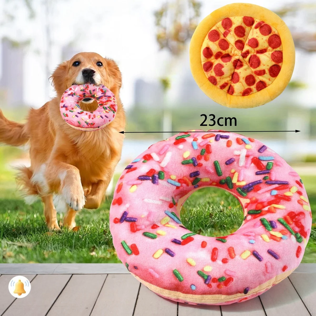 

Multi-Squeaker Durable Dog Toys Cartoon Style Squeaky Pizza Shaped Plush for Pets