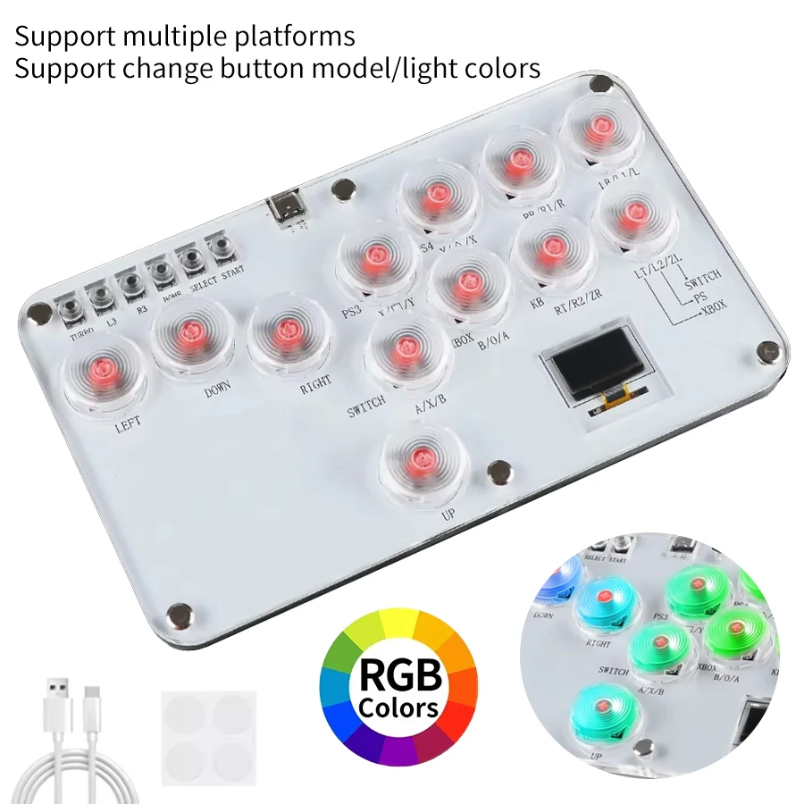 Hitbox Leverless Controller Fight Sticks Custom 12Keys All-Button Arcade Fightstick Keyboard for PS4/PS3/Switch/PC RGB Keyboard