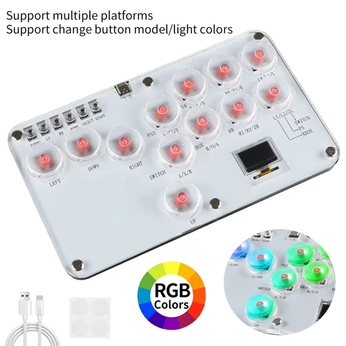 Hitbox-controlador sin palanca, palos de lucha personalizados, 12 teclas, teclado Arcade Fightstick con todos los botones para PS4/PS3/Switch/PC, teclado RGB