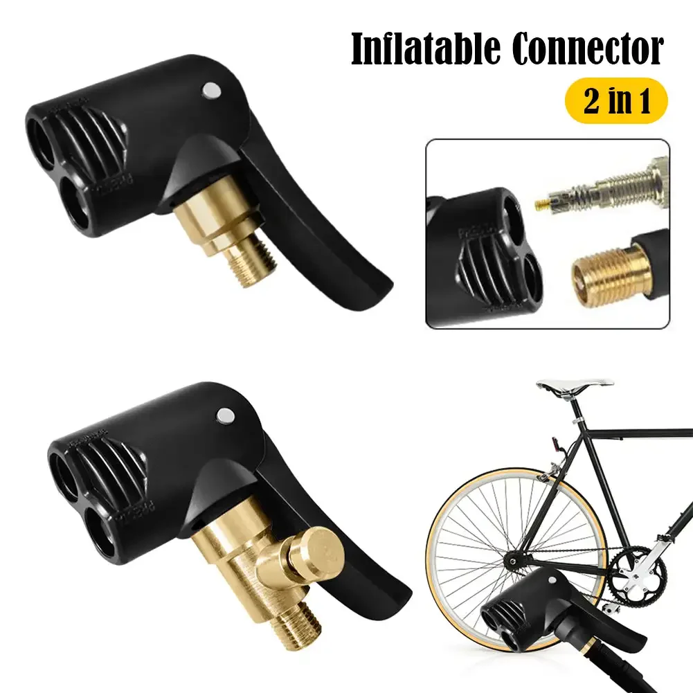 1Pc Car Tire Air Chuck Inflator Pump Valve Connector Clip-on Adapter Tyre Wheel Valve Brass Portable Inflatable Pump Accessories