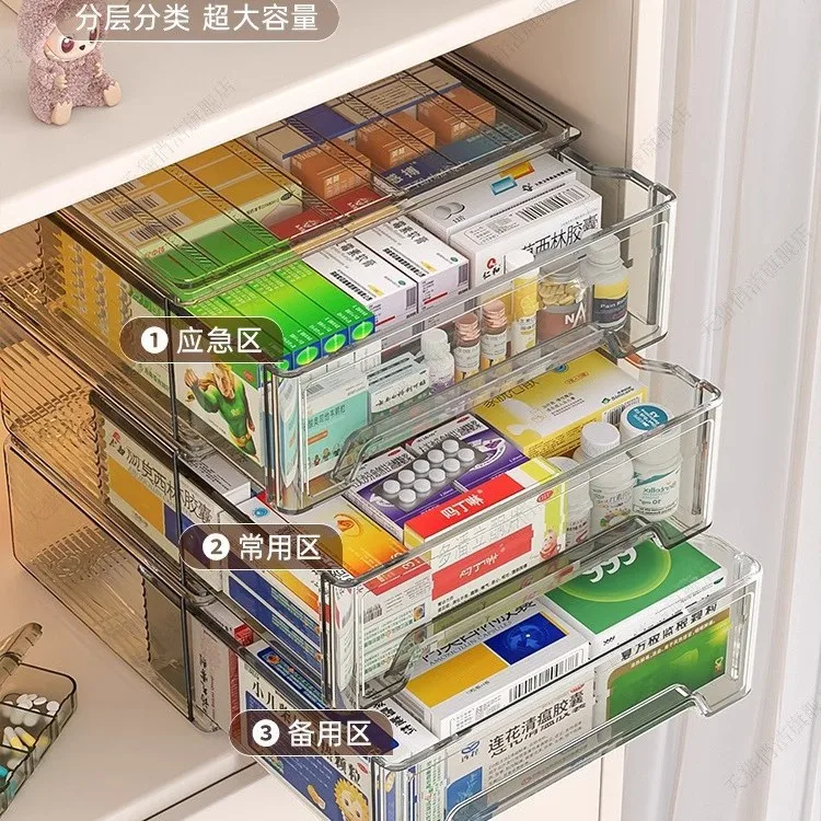 Drawer Type Household Medicine Box Household Large Capacity Medicine Box Transparent Visual Medicine Storage Box