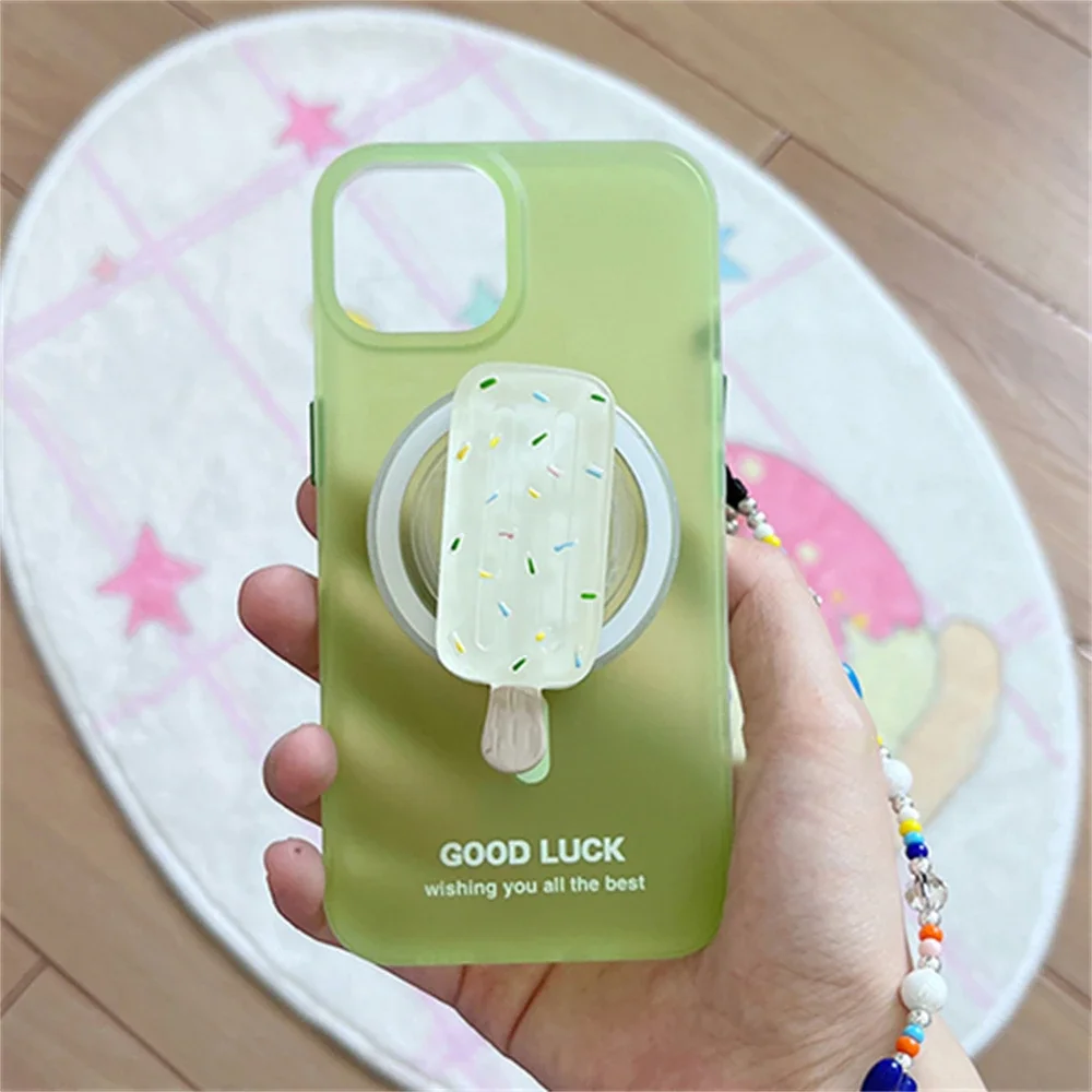 Cute 3D Crtstal Popsicle Magnetic Stand Holder Silicone Phone Grip Tok Detachable Bracket for Magsafe 3D Food Phone Case Support