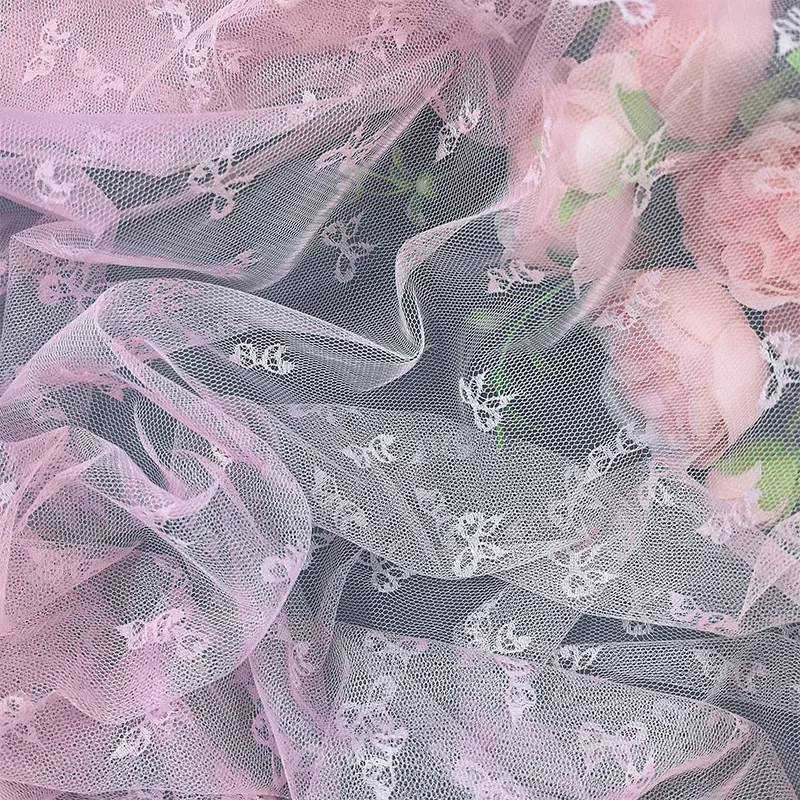 Delicate Bowknot Hollow Lace Fabric Intricate Jacquard Mesh Apparel Lingerie Stage Costume Decorative DIY Fashion Material
