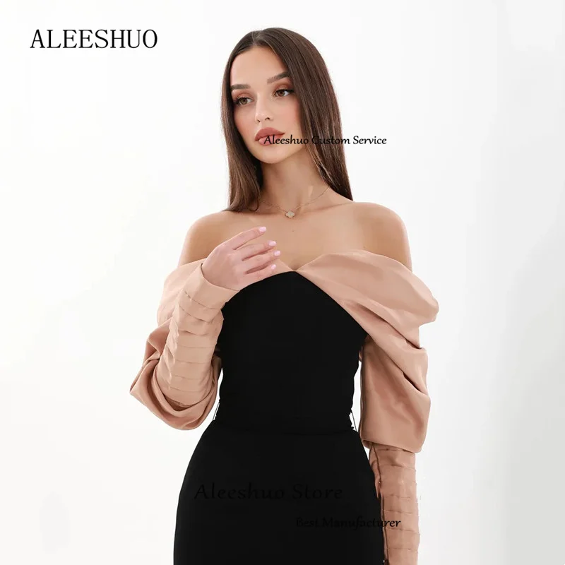 Aleeshuo-vestidos de fiesta de sirena modernos, sexys, con hombros descubiertos, vestidos de fiesta de noche, Vintage, mangas largas, hasta el suelo, personalizados