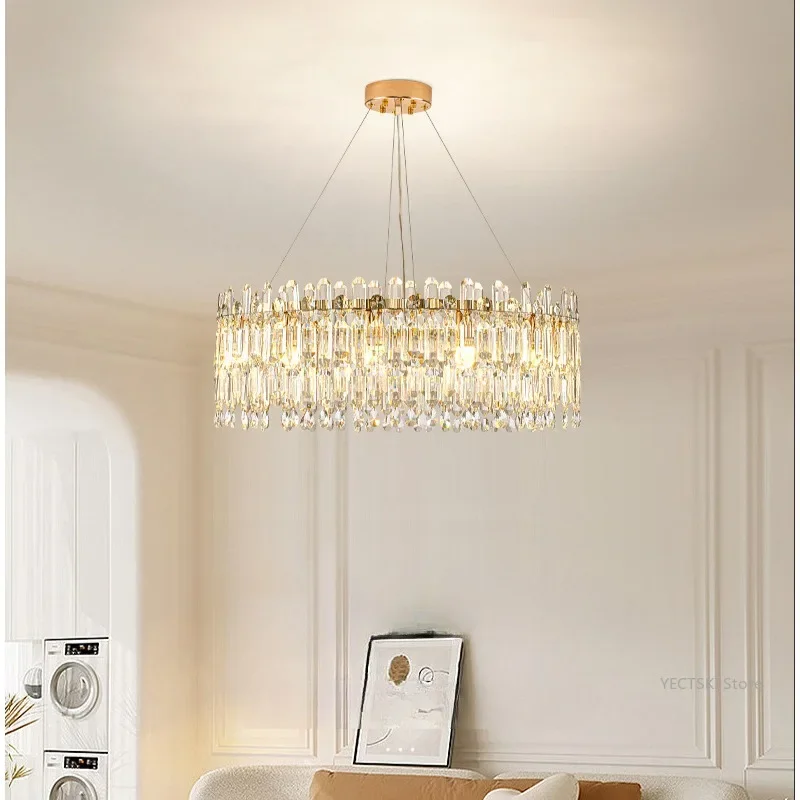 

GHJUYIOL French luxury crystal chandelier, living room light, modern, simple and atmospheric dining room bedroom light