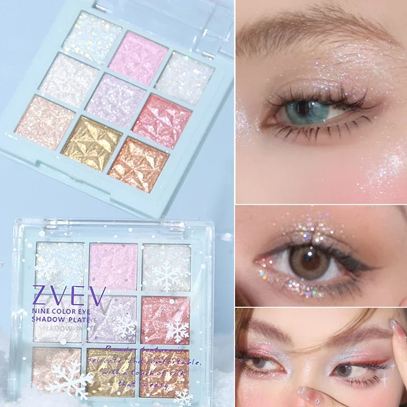 Dream Girl Eyeshadow Palette 9 Colors Snowflake Shimmer Matte Highlights Cool Tone Eye Shadow Korean Make-up Women Cosmetic