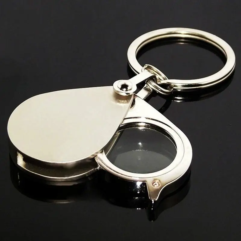 Mini Portable 10X Folding Key Ring Magnifier with Key Chain Daily Hand Magnifying Glass Tool