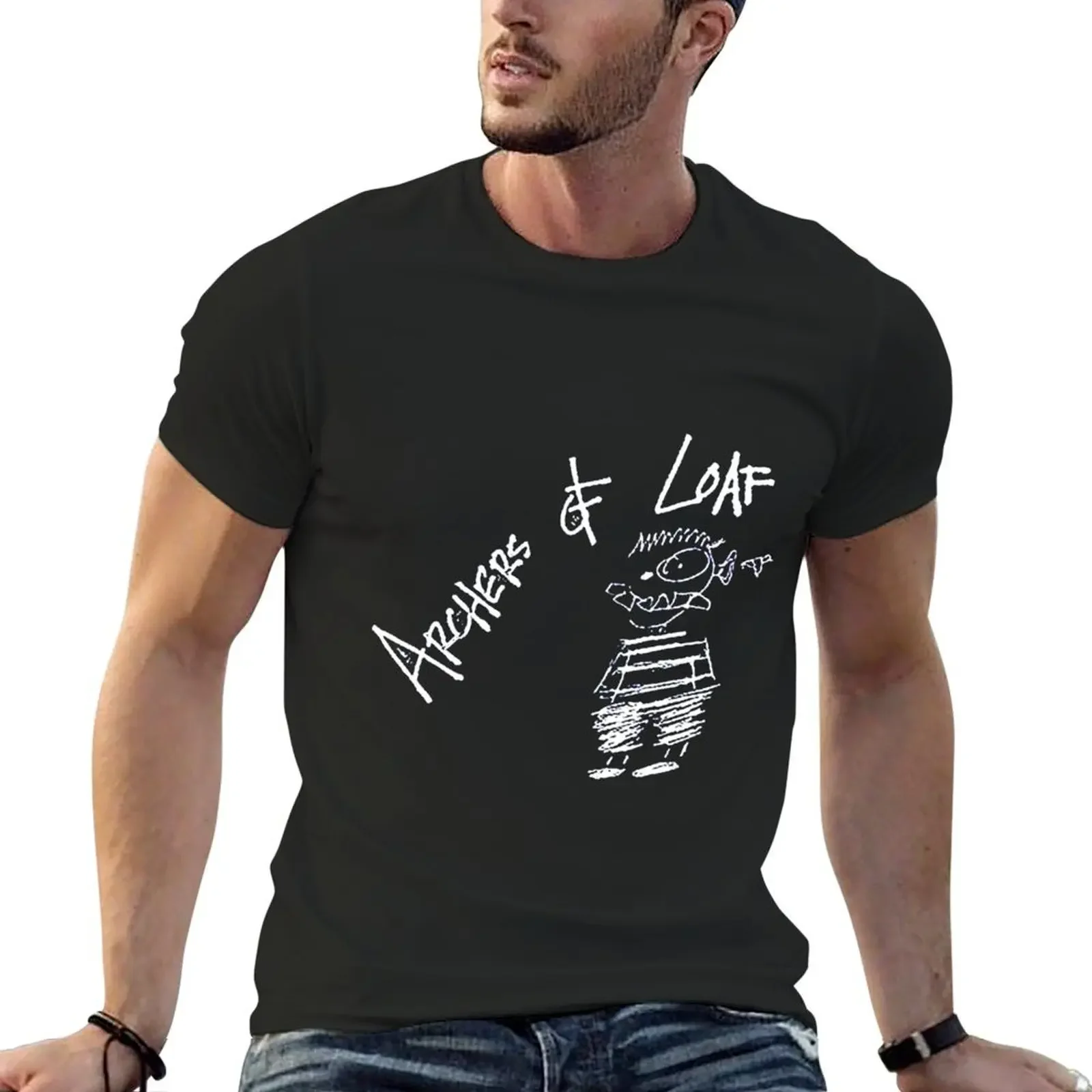 Ar-chers of loaf m-erch Scrib-bled T-shirt dierenprint voor jongens zomerkleding vintage grafische tee T-shirts voor mannen katoen