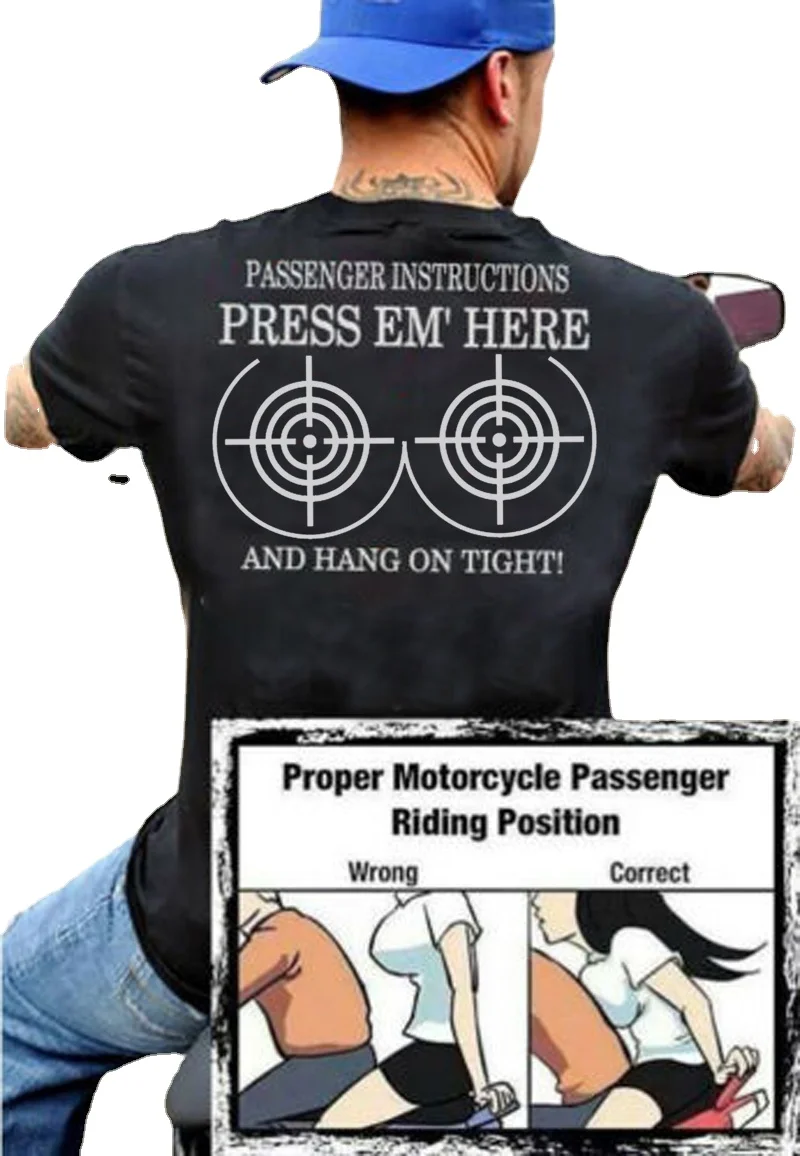 Funny Motorcycle Passenger Instructions Motorcyclist Gift T-Shirt. Summer Cotton Short Sleeve O-Neck Mens T Shirt New S-3XL