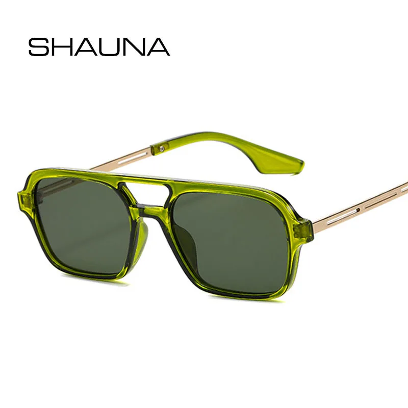 SHAUNA Fashion Double Bridges Women Square Sunglasses Fashion Men Ocean Film Shades UV400 Trending Sun Glasses