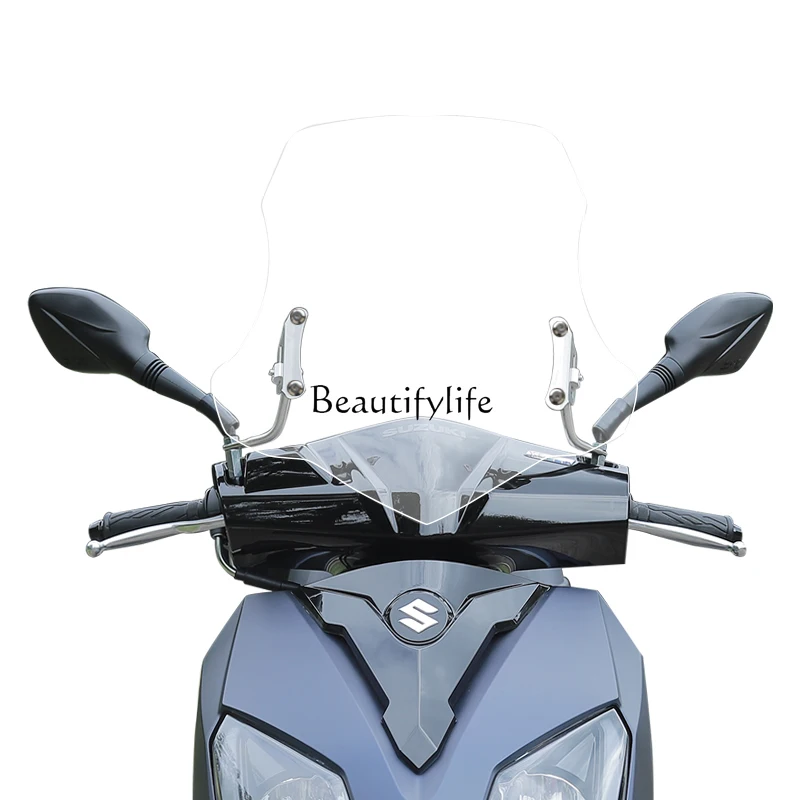 Motorcycle Modification Front Windshield Glass UCR Heightened Transparent Glass Crack Line 125 Windshield Drop-Resistant