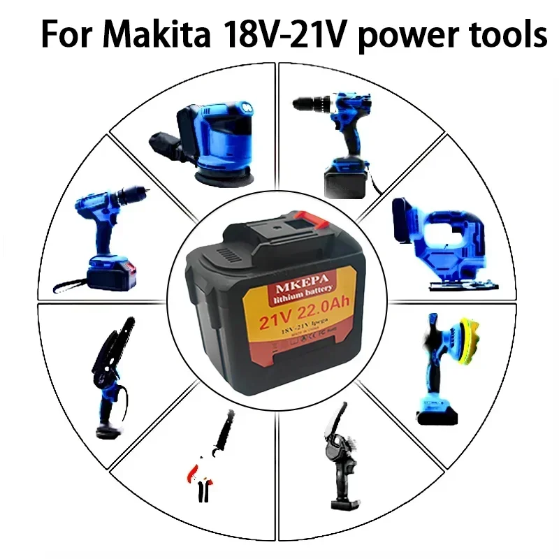 Nova bateria de lítio recarregável 18v 21v 5s4p 22.0ah para makita 18v ferramentas elétricas chave sem fio serra broca moedor chave de fenda