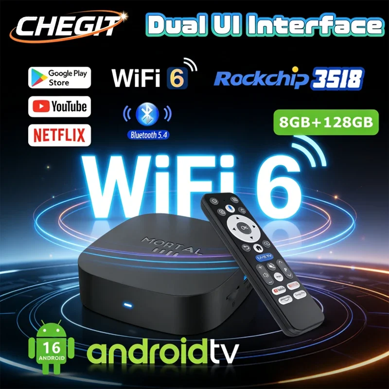 

Android 16 Smart TV Stick 8GB+128GB Google Assistant 8K Video Bluetooth5 Media Player Very WiFi 6 Top Box for Netflix YouTube