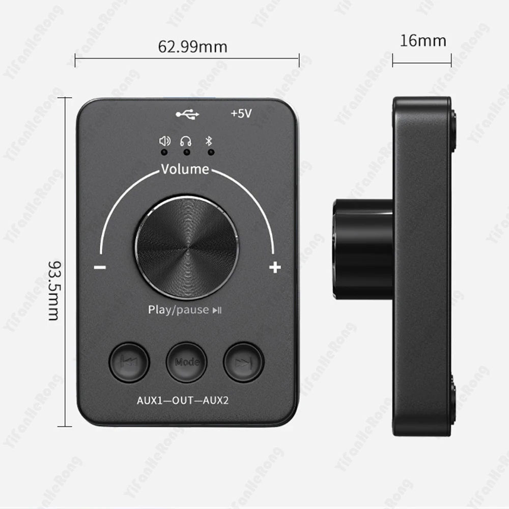 USB Volume externo Control ajustar o botão, compatível com Bluetooth 5.1 com Play Pause, mudo, 3 modos, áudio ajustar, mudo