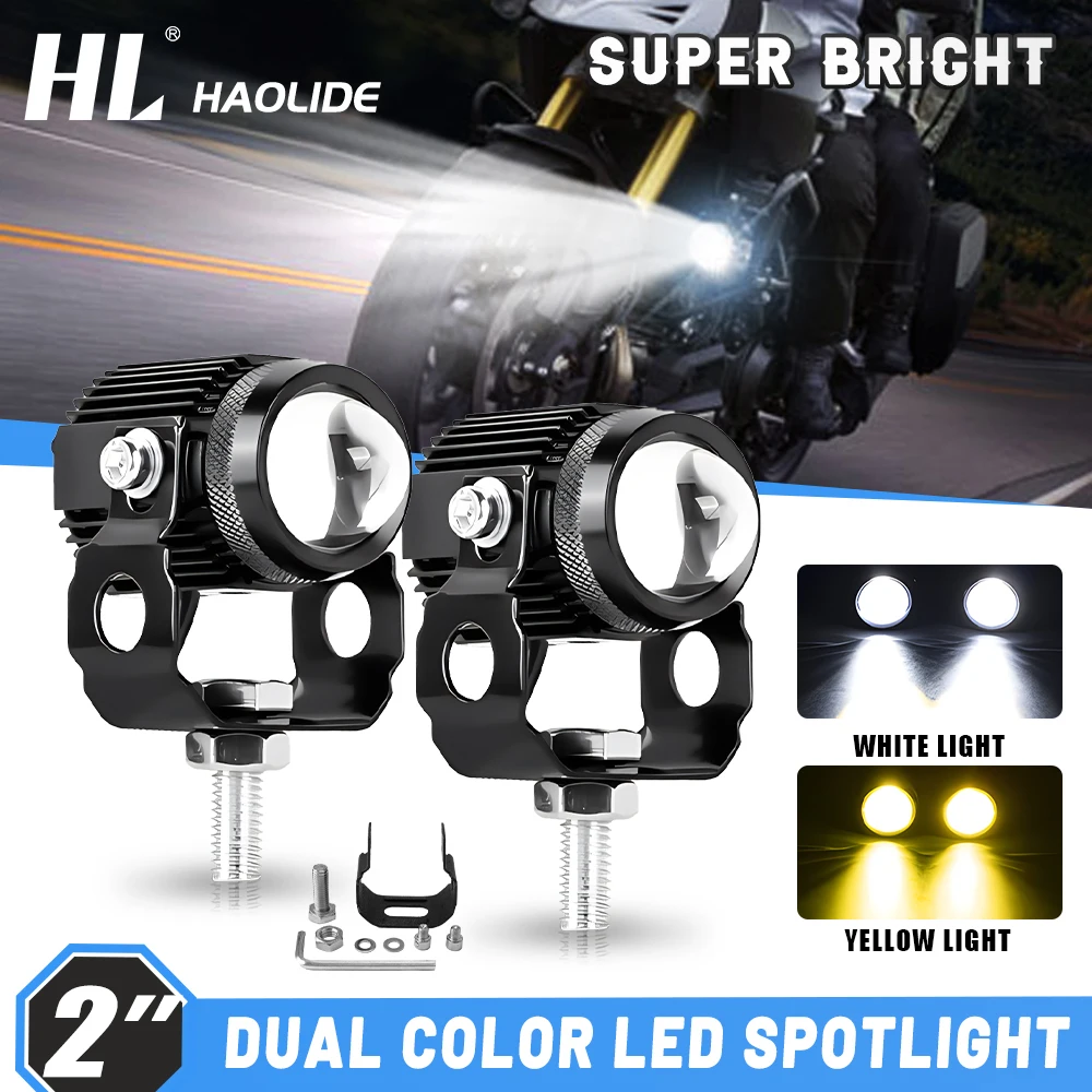 

HL Dual Color 2INCH LED Sportlight for Motorcycle Spot Beam LED Driving Light White Yellow Super Bright for Offroad 4X4 12V 24V