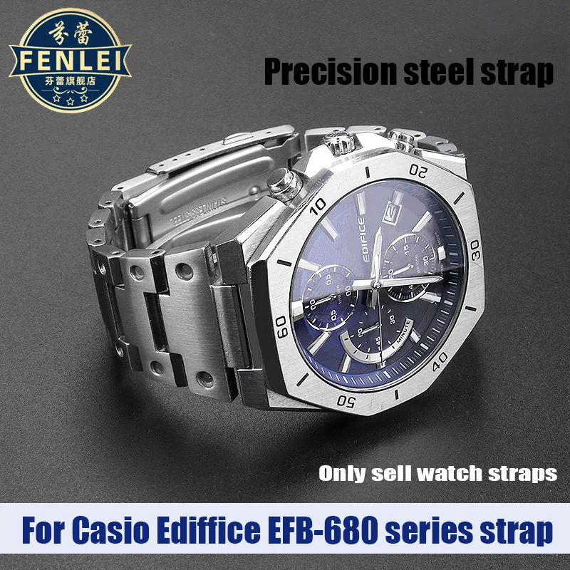 For Casio Edifice Stainless steel Strap Farm Oak EFB-680 ECB-10D Men\'s 5579 Watchband 26×12mm 26×14mm silicone Leather bracelet