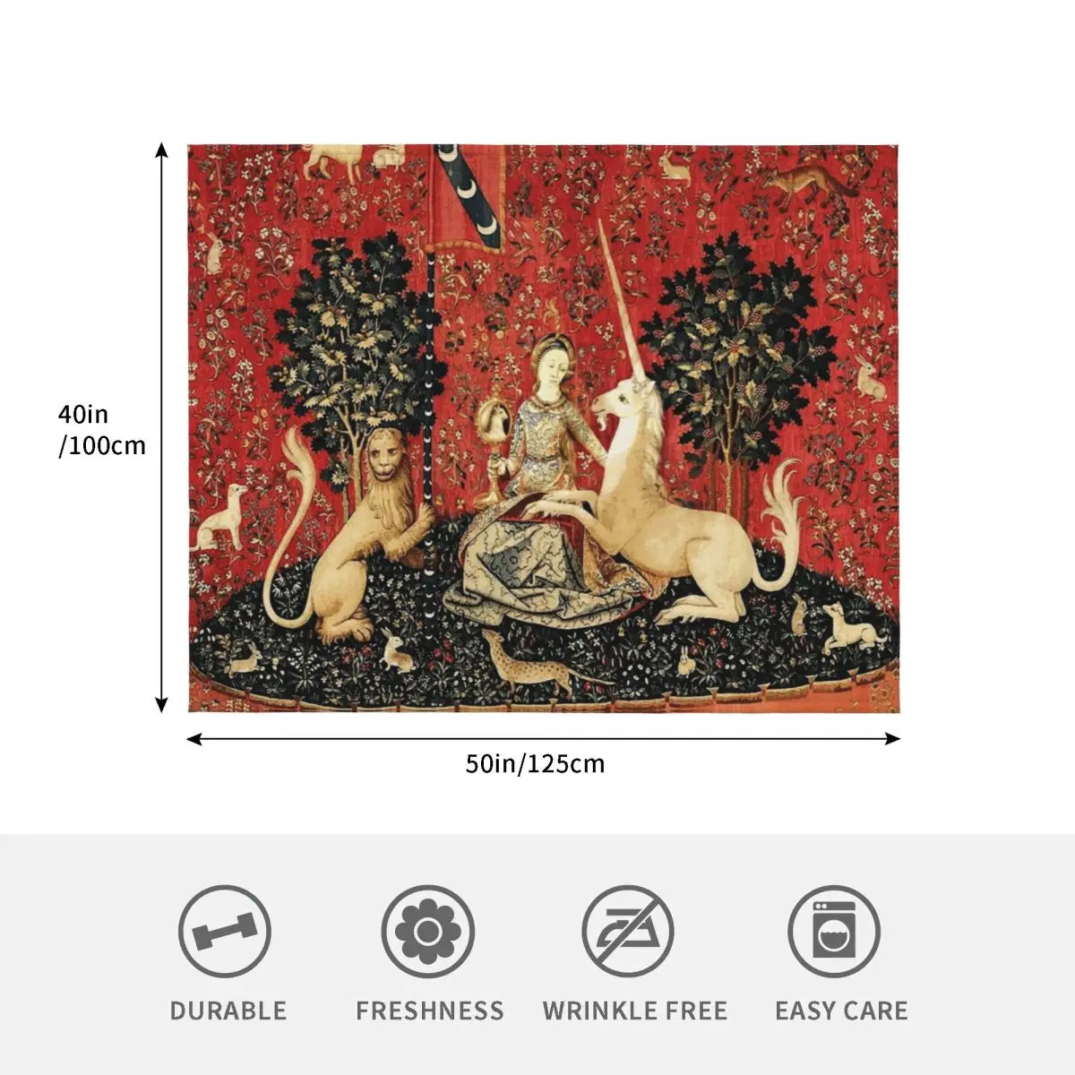 السيدة وحيد القرن: ؟ ? مون سيول د؟ ?sir - بطانية رمي البصر بطانيات صيفية ورميات بطانيات زخرفية للمصممين #4