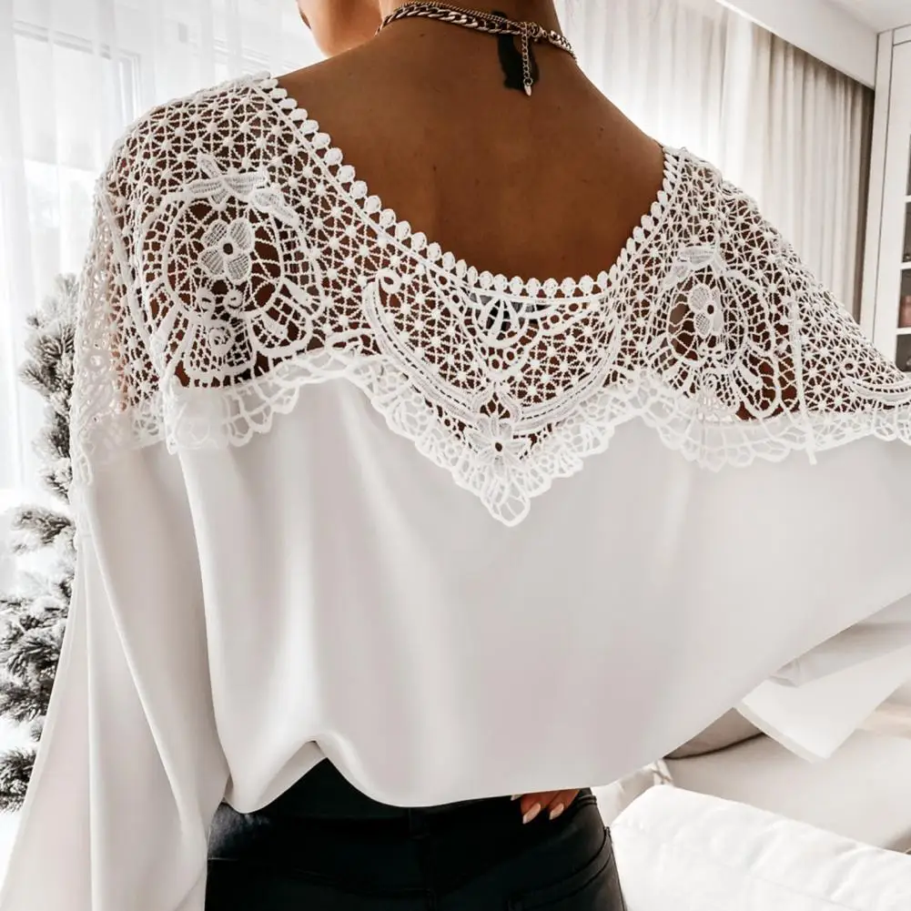 White Blouse Women Chiffon Ruffles Solid Loose Fit Womens Tops And Blouses Casual Lace Up Shirts Tunic