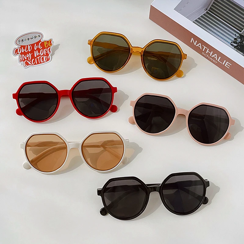 2023 New Children Vintage Solid Colors Square Circle Sunglasses UV400 Girls Boys Fashion Protection Sunglasses Kids Sun Glasses