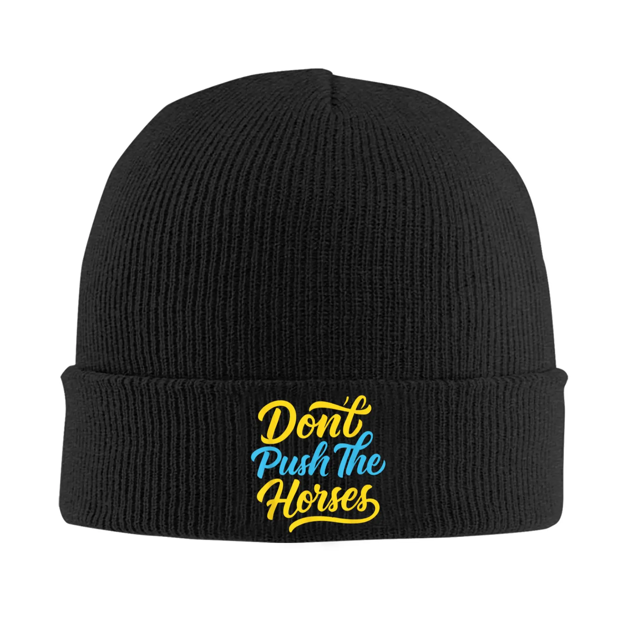 

Don't Push The Horses Funny Boxing Knitted Hat Women's Men's Beanies Autumn Winter Hats Acrylic Crochet Caps