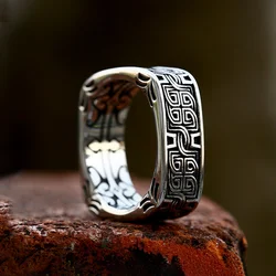 Simple Vintage Viking Runes Rings For Men Women Stainless Steel Punk Biker Floral Pattern Ring Fashion Jewelry Gift Dropshipping