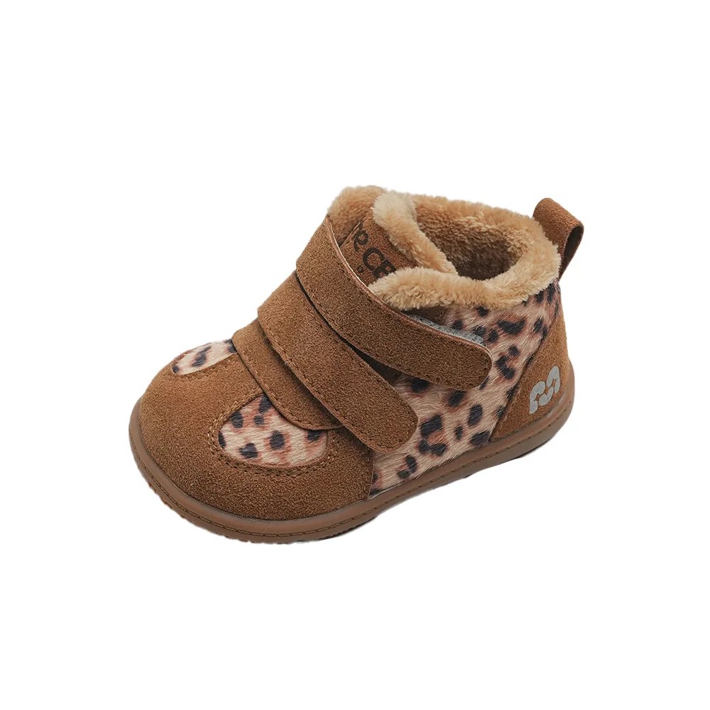 Winter Children Cotton Shoes Baby Soft Light Warm Short Boots Girls Fashion Leopard Print Casual Shoes Infant Functional Shoes