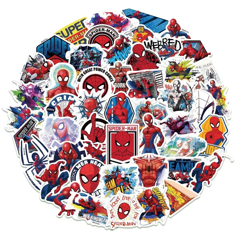 50 Spider Man Peripheral Stickers, Superhero Graffiti Decorations, Luggage, Laptop, Skateboard, Waterproof Handguard, Gift