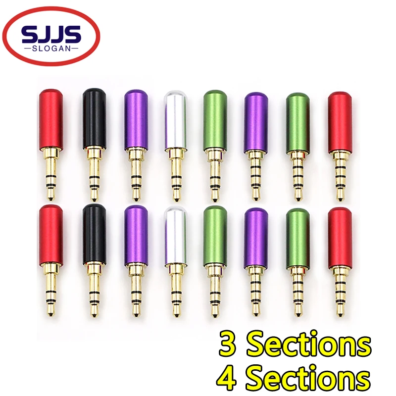 【5-1PCS】3/4 section 3.54mm headphone stereo jack welded male head AUX dual four-channel connector horn DIP audio cable adapter