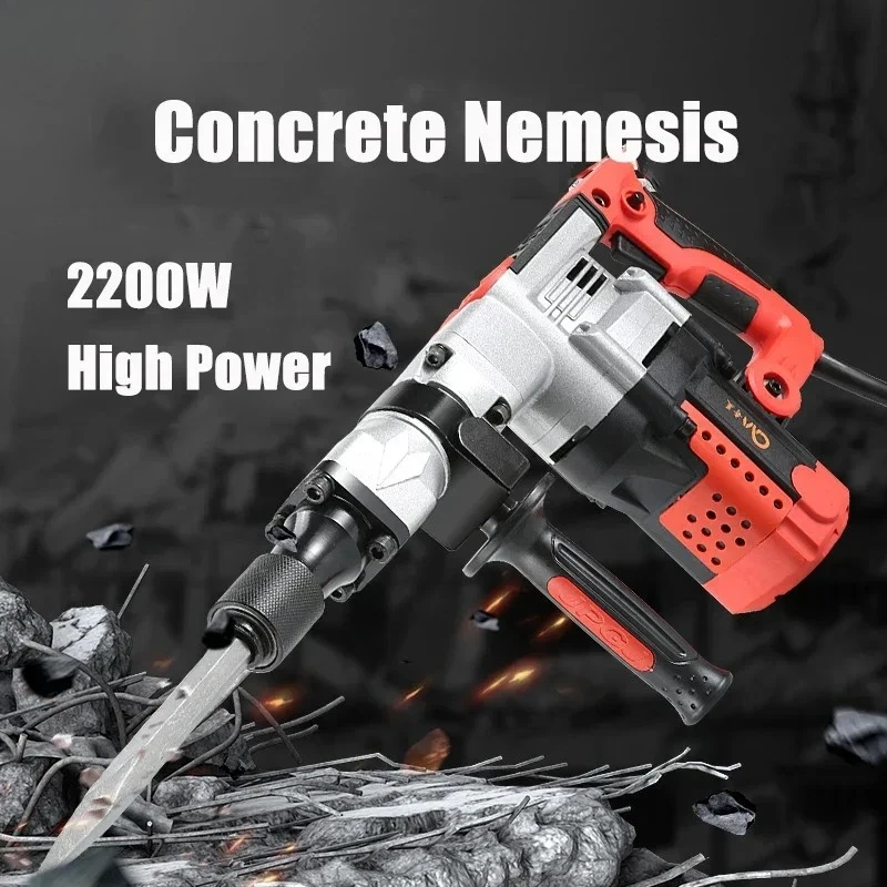 2200W  Industrial  Demolition Hammer Concrete Breaker Wall Chaser Construction Tool