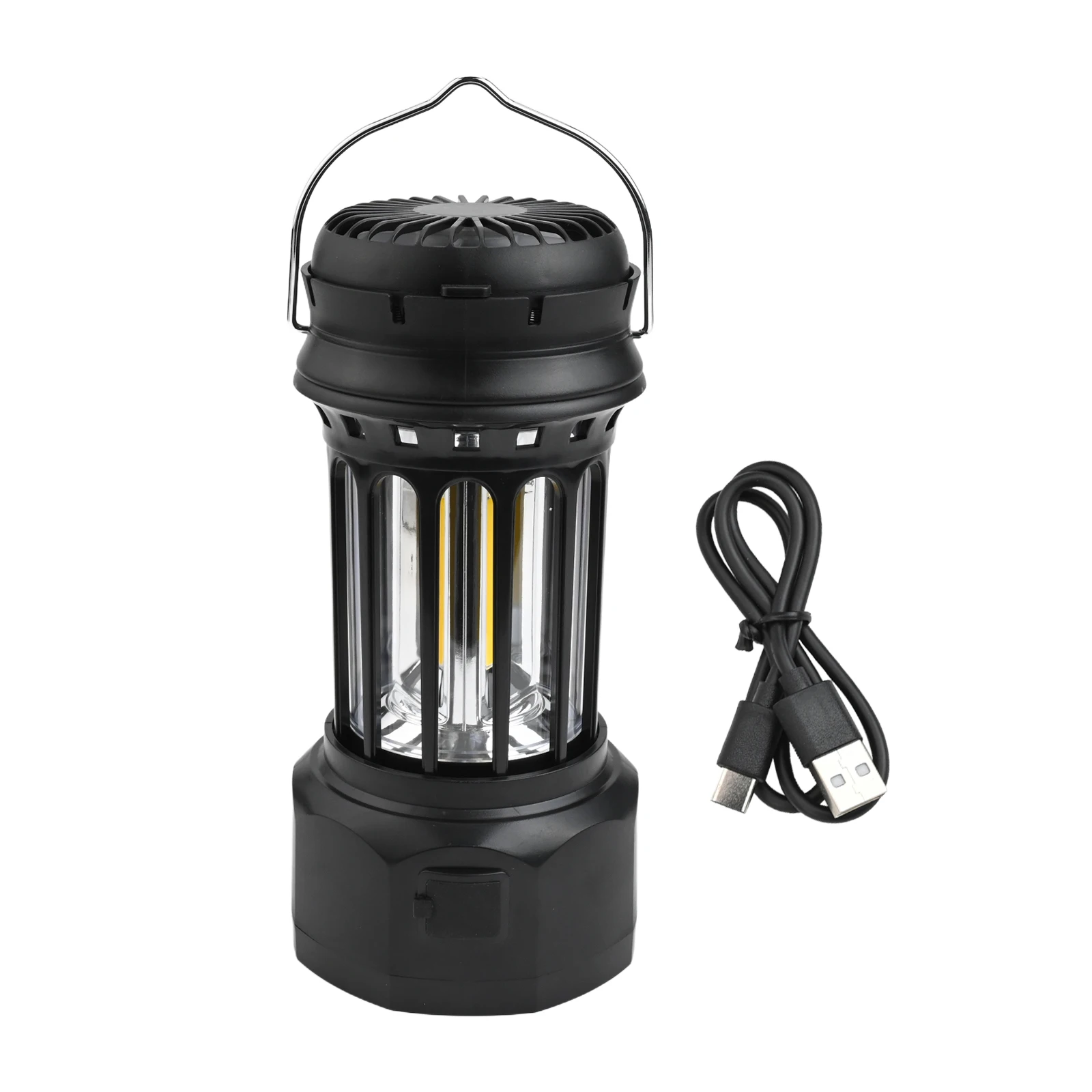 

Вентилятор для кемпинга на аккумуляторе, с двойной лампой, 1200 мАч, литиевая батарея, для походов и кемпинга