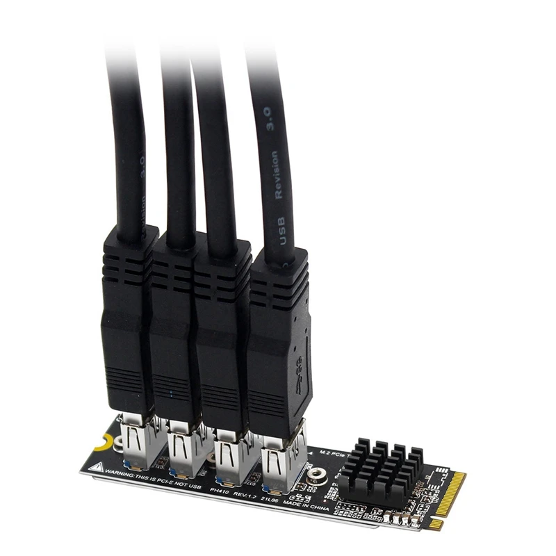 M.2 M-Key Pcie Expansion Cards M.2 To Pci-E X1 4 Port USB3.0 Graphics Card Expansion Adapter+PCIE Riser Cable ASM1184E