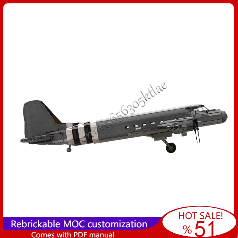 3391 ELEMENTÓW C47 Skytrain Transport Aircraft Model MOC Klocki Konstrukcyjne DIY Kreatywna Zabawka do Składania dla Dzieci Prezent na Boże Narodzenie