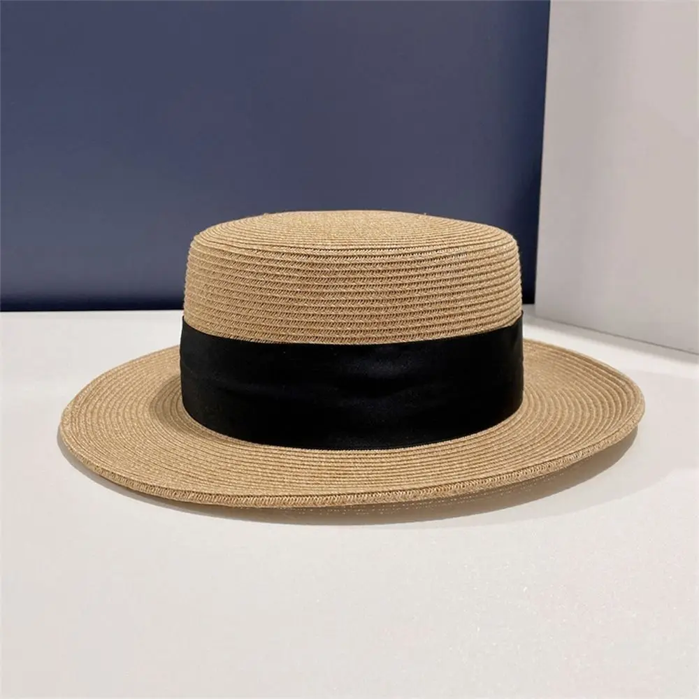 

Стильный аксессуар: Женская солнцезащитная шляпа с атласным бантом, широкими полями и защитой от солнца, элегантная соломенная шляпа для активного отдыха