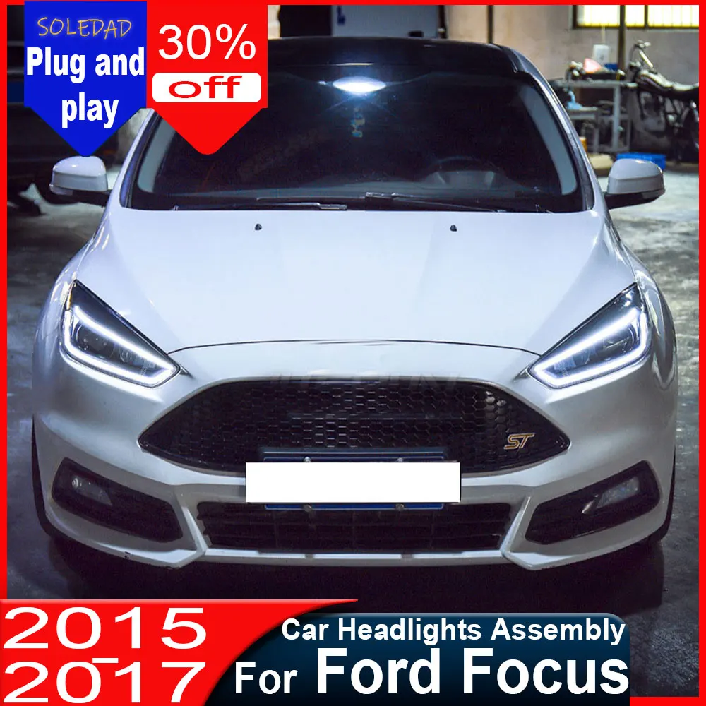 2pcs Car Styling for Ford Focus 3 LED Headlights 2015-2018 Focus LED Headlight DRL Bi Xenon Lens High Low Beam Parking Fog Lamp