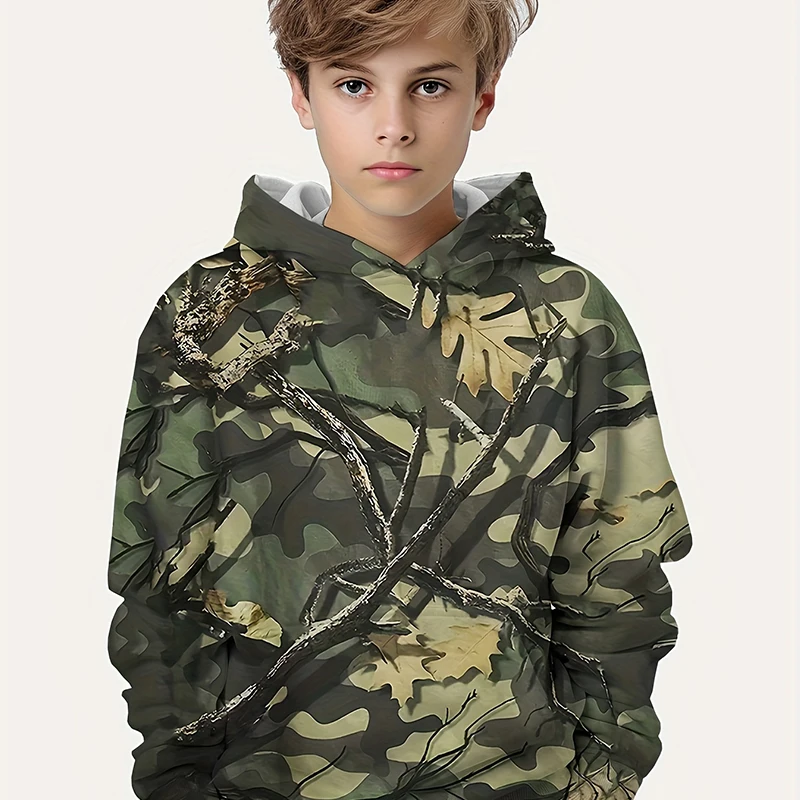 Kids 3D Camouflage Patttern Hooded Boy Sweatshirt Fashion Long Sleeve Hoodies For Spring Autumn Boys Hoodie Tops Chico Sudadera