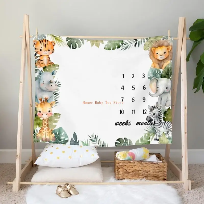 J0PF Infants Baby Milestones Blanket Photography Props Photoshoots Backdrops Cloth for Boy Girls Growth Commemorative Cloth