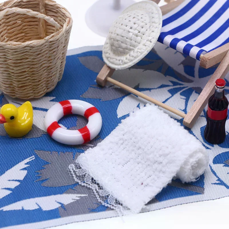 1 ensemble maison de poupée Mini parasol parapluie chaises longues fée jardin décoration été plage Micro paysage bricolage accessoires