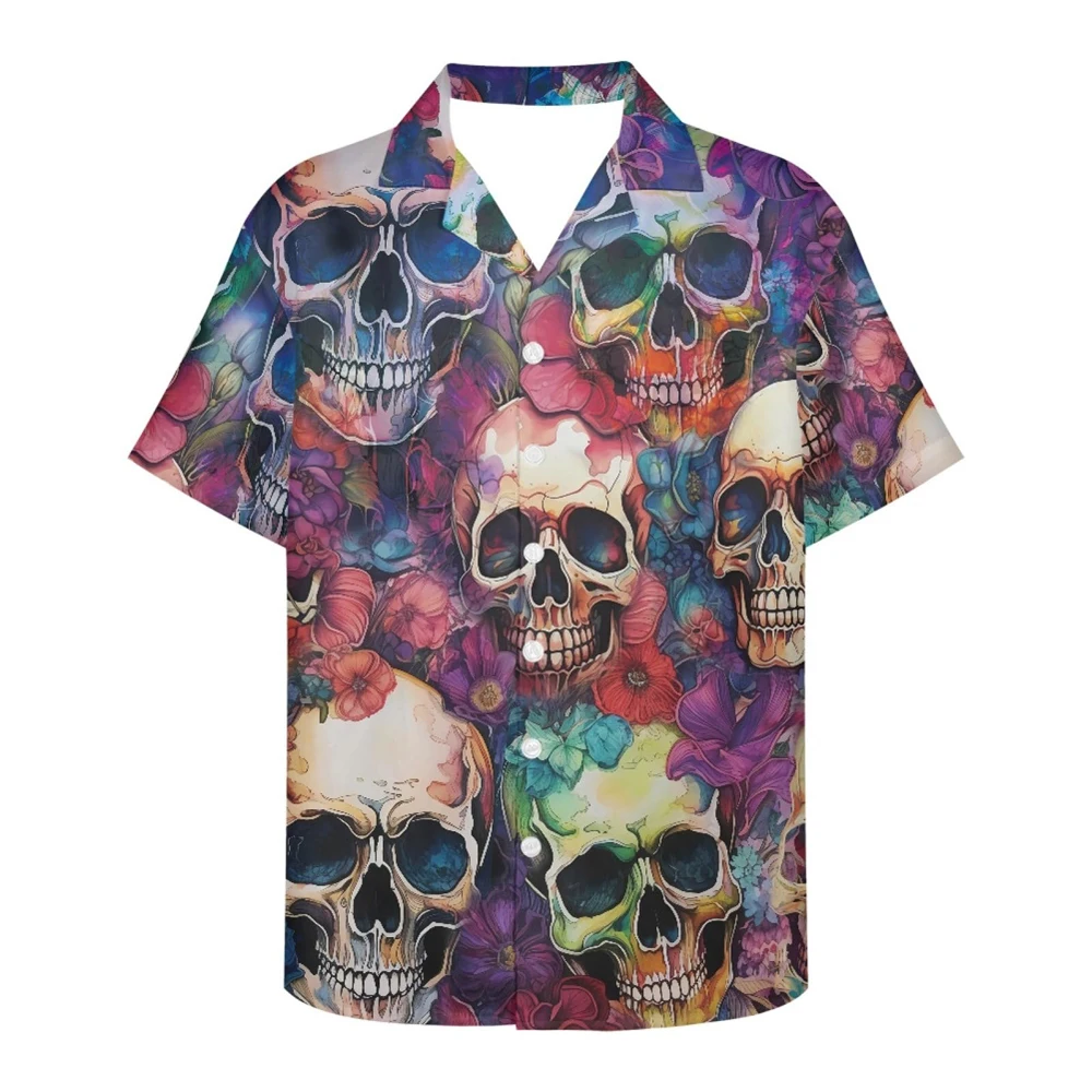 

Men's Abstract Graffiti Skull Print Shirt Men's Comfortable Fashion Top Men's Sweat-Absorbing Cardigan Men's Street Casual Wear