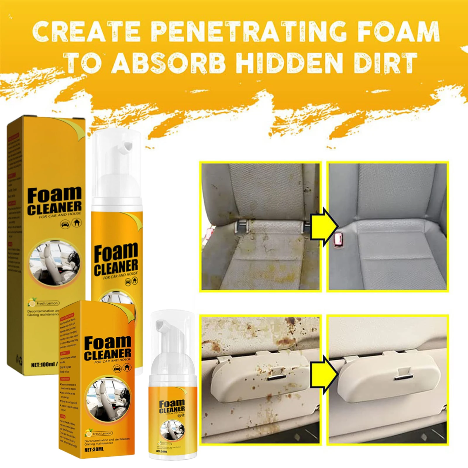 Foamy Car Interior Leather Wash Multi-Purpose Cleaner Tools Car Restorer Strong Decontamination Sofas Kitchen Shoes Car Wash